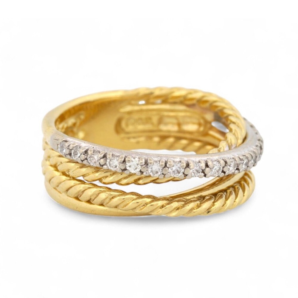 ❌SOLD❌David Yurman 18k gold diamond crossover ring - Picture 3 of 15